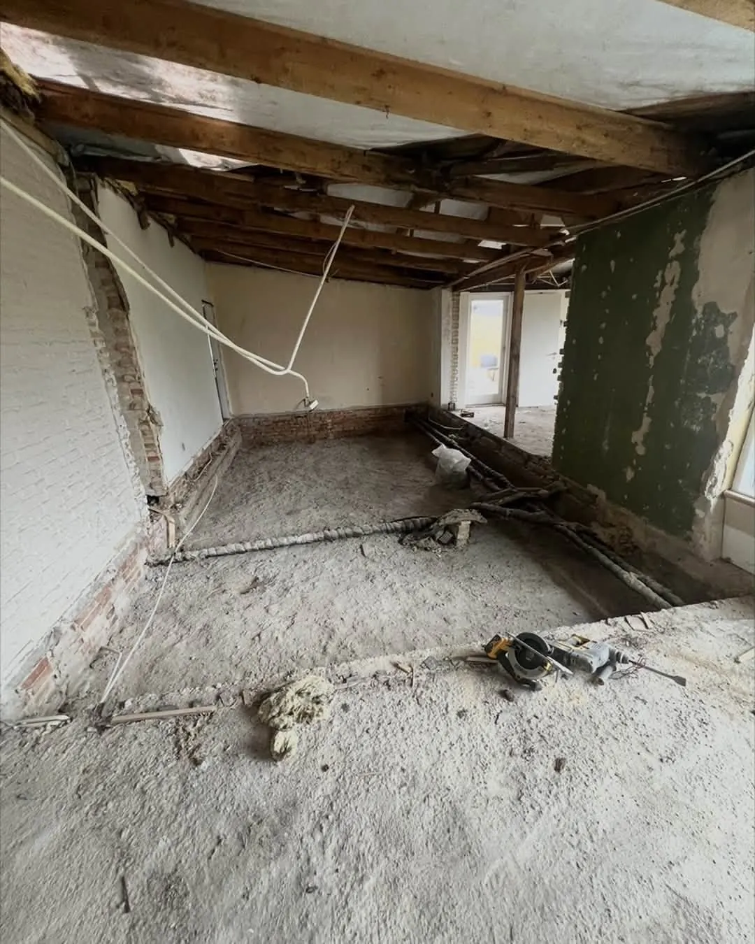 Gulv fjernet i forbindelse med ombygning